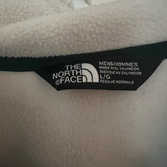 THE NORTH FACE off white FLEECE W/ GREEN YELLOW DETAIL 1/2 ZIP MEN’S SZ Large - Picture 3 of 5